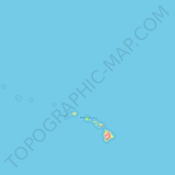 Mapa topográfico Comté de Honolulu, altitude, relevo