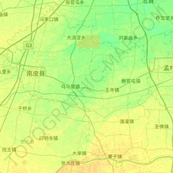 Mapa topográfico 南皮县, altitude, relevo
