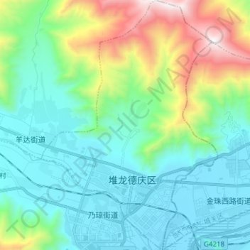 Mapa topográfico 东嘎街道, altitude, relevo