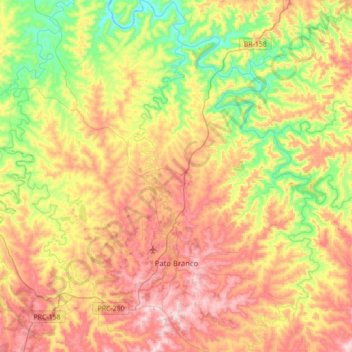 Mapa topográfico Pato Branco, altitude, relevo