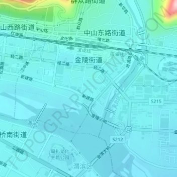 Mapa topográfico 金陵街道, altitude, relevo