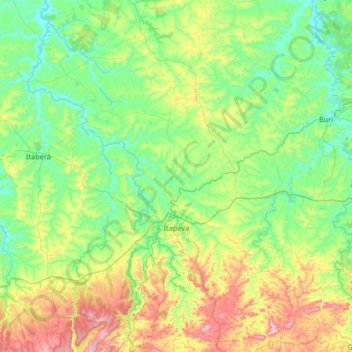 Mapa topográfico Itapeva, altitude, relevo