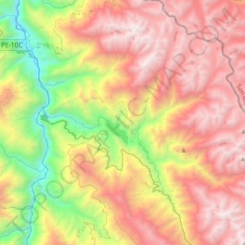 Mapa topográfico Pias, altitude, relevo