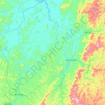 Mapa topográfico São Pedro dos Ferros, altitude, relevo
