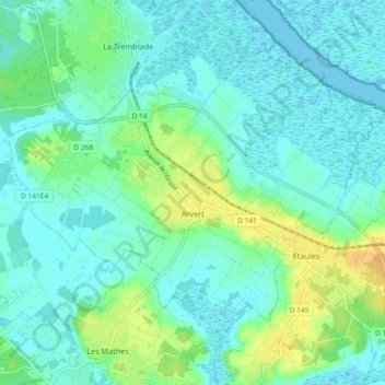 Mapa topográfico Arvert, altitude, relevo
