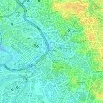 Mapa topográfico Daang Bakal, altitude, relevo