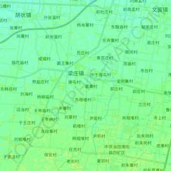 Mapa topográfico 梁庄镇, altitude, relevo