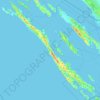 Mapa topográfico Dugi otok, altitude, relevo