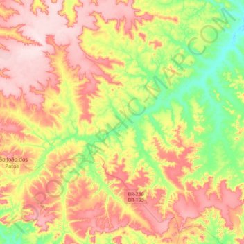 Mapa topográfico Sucupira do Riachão, altitude, relevo