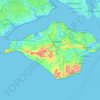 Mapa topográfico Île de Wight, altitude, relevo