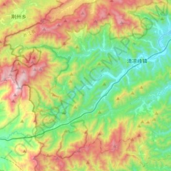 Mapa topográfico 清凉峰镇, altitude, relevo