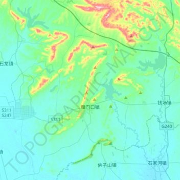 Mapa topográfico 雁门口, altitude, relevo