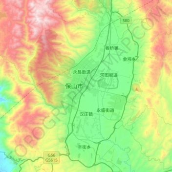 Mapa topográfico Hanzhuang, altitude, relevo