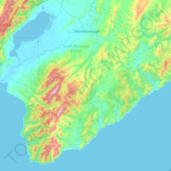 Mapa topográfico Martinborough Community, altitude, relevo