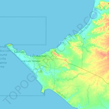 Mapa topográfico Santa Elena, altitude, relevo