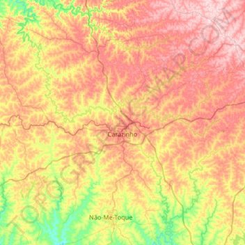 Mapa topográfico Carazinho, altitude, relevo