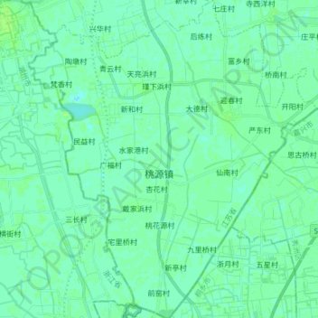 Mapa topográfico 桃源镇, altitude, relevo