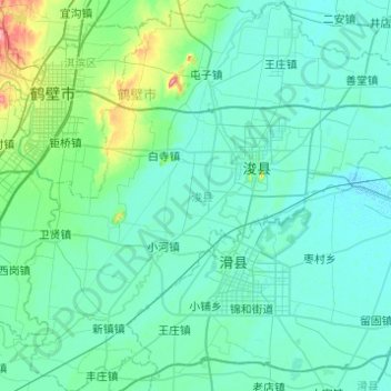 Mapa topográfico 浚县, altitude, relevo