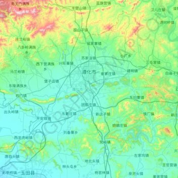 Mapa topográfico Zunhua City, altitude, relevo