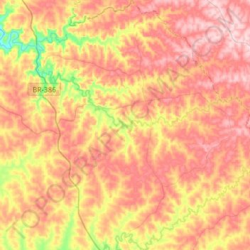Mapa topográfico Coqueiros do Sul, altitude, relevo