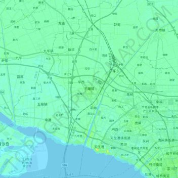 Mapa topográfico 平潮镇, altitude, relevo