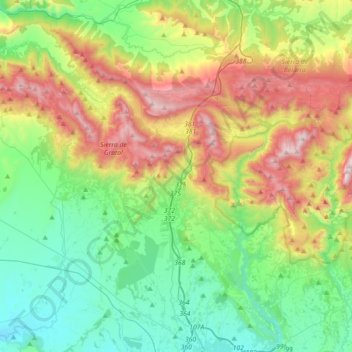 Mapa topográfico Nueno, altitude, relevo