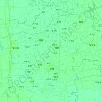 Mapa topográfico 小纪镇, altitude, relevo