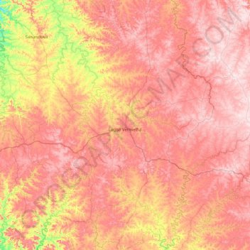 Mapa topográfico Lagoa Vermelha, altitude, relevo