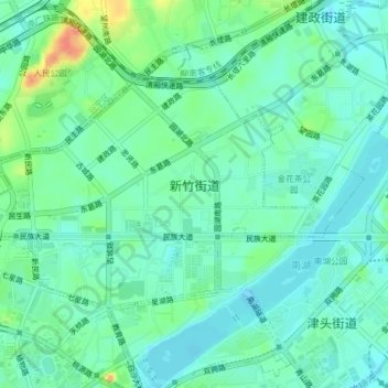 Mapa topográfico 新竹街道, altitude, relevo