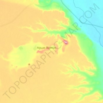Mapa topográfico Aguas Buenas, altitude, relevo