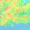 Mapa topográfico South East England, altitude, relevo