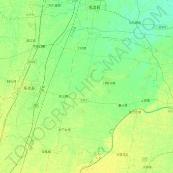 Mapa topográfico 东光县, altitude, relevo