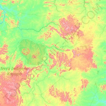 Mapa topográfico Ourilândia do Norte, altitude, relevo