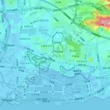 Mapa topográfico 沙河街道, altitude, relevo