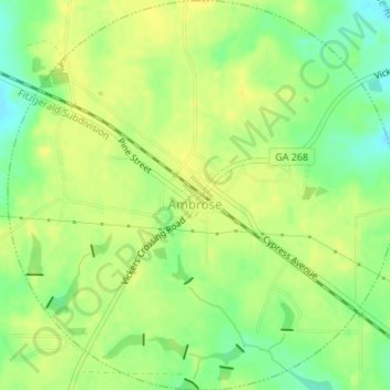 Mapa topográfico Ambrose, altitude, relevo