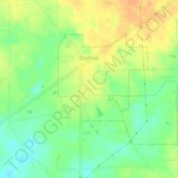 Mapa topográfico Dutton, altitude, relevo