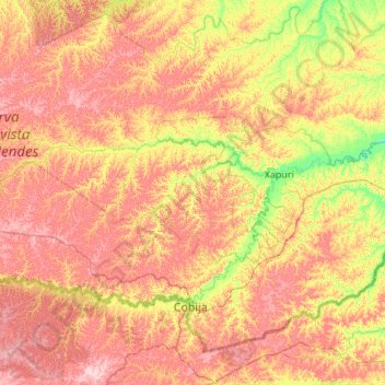 Mapa topográfico Brasiléia, altitude, relevo