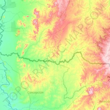 Mapa topográfico Rio Apa, altitude, relevo