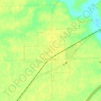 Mapa topográfico Argenta, altitude, relevo