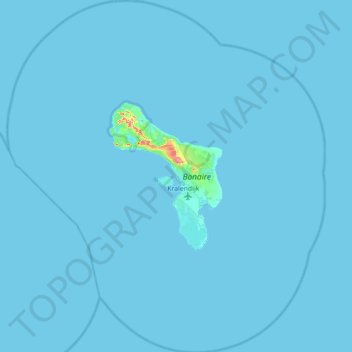 Mapa topográfico Bonaire, altitude, relevo