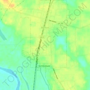 Mapa topográfico Benton, altitude, relevo