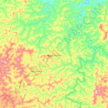 Mapa topográfico Pedra do Anta, altitude, relevo