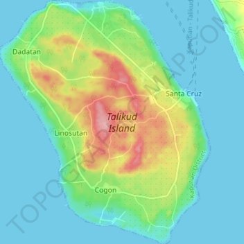 Mapa topográfico Talikud Island, altitude, relevo