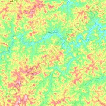 Mapa topográfico Brás Pires, altitude, relevo