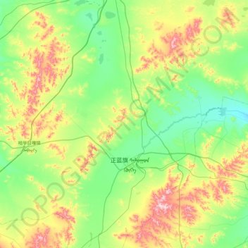 Mapa topográfico 上都镇, altitude, relevo