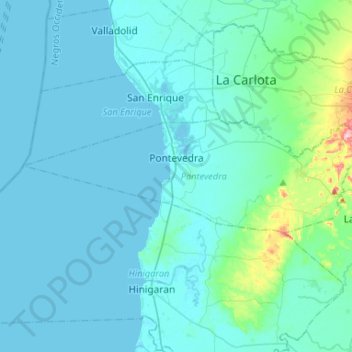 Mapa topográfico Pontevedra, altitude, relevo