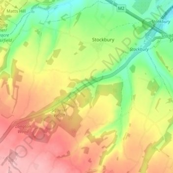 Mapa topográfico Stockbury, altitude, relevo