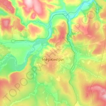 Mapa topográfico Нерюнгри, altitude, relevo