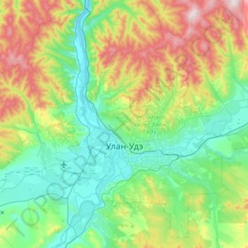 Mapa topográfico Ulan-Ude, altitude, relevo