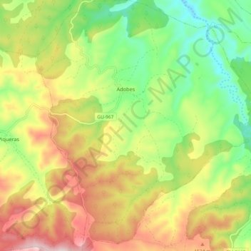 Mapa topográfico Adobes, altitude, relevo